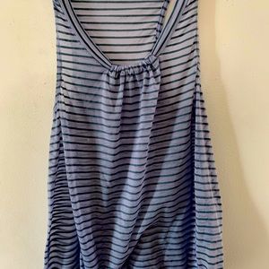 Free People sheer striped runched racerback